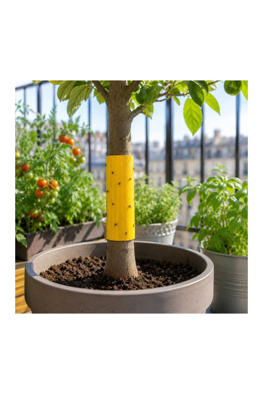 Pack de 2 rubans adhésifs anti-insectes double face jaunes 10 x 220 cm