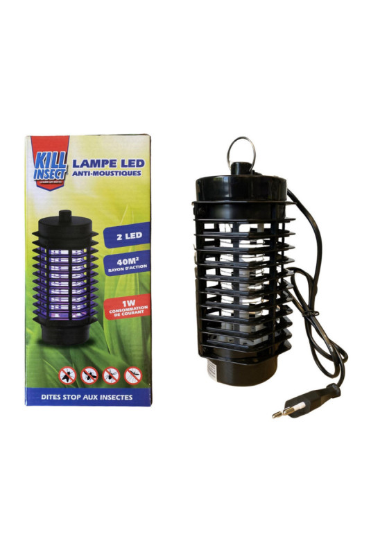 Lampe anti-moustiques 2 led uv noir 40 m²