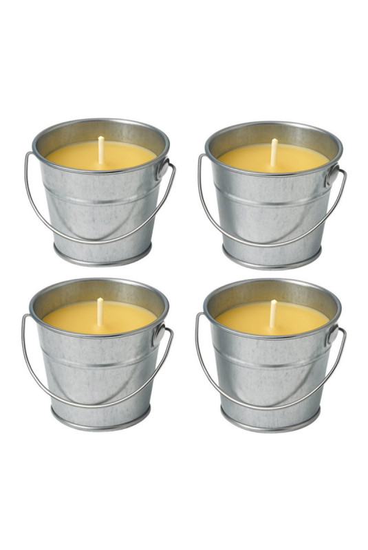 Pack de 4 bougies à la citronnelle jaune et acier 8 x 10 cm