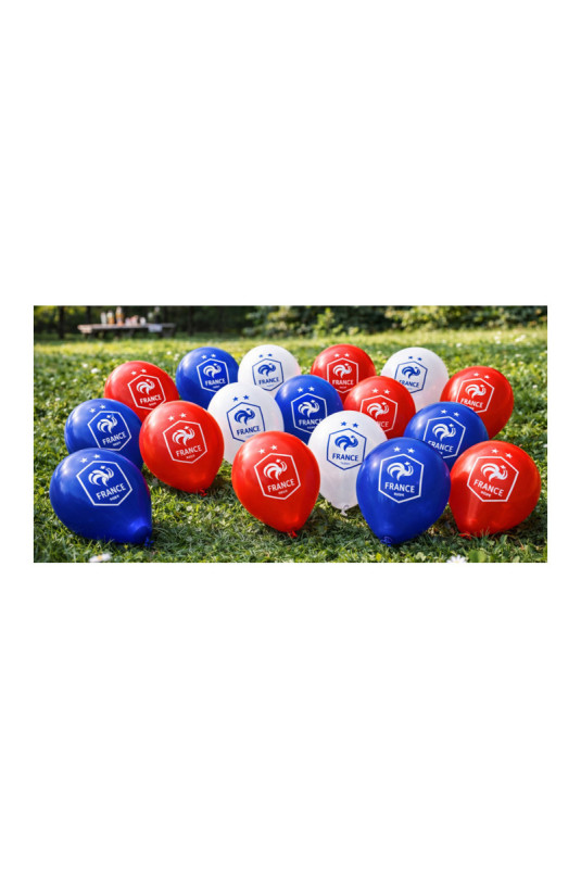 Lot de 20 ballons Équipe de France FFF Bleu blanc rouge 25-30 cm