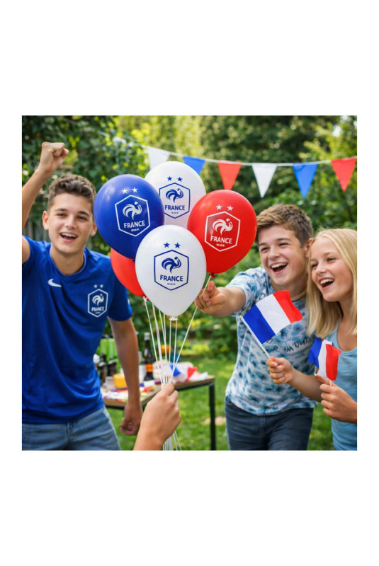 Lot de 20 ballons Équipe de France FFF Bleu blanc rouge 25-30 cm