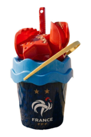 Seau de plage garni Équipe de France FFF bleu. rouge et jaune
