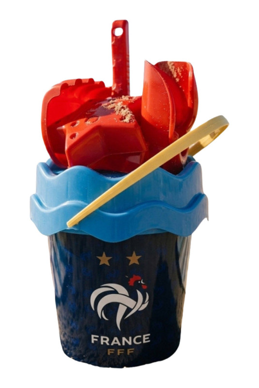 Seau de plage garni Équipe de France FFF bleu. rouge et jaune