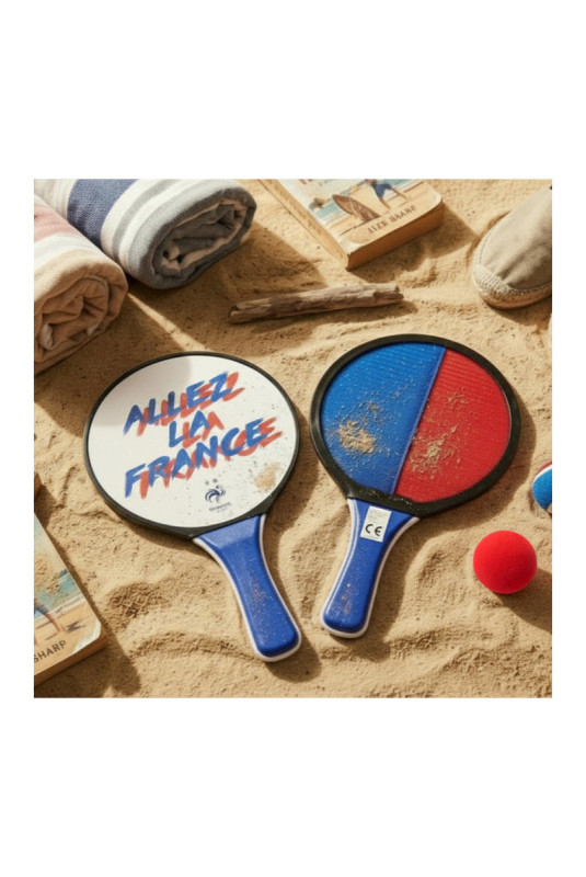 Raquettes de plage Équipe de France FFF Bleu Blanc Rouge 32 cm