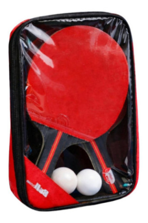 Set de ping-pong 2 raquettes et 2 balles avec housse de transport