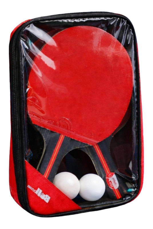 Set de ping-pong 2 raquettes et 2 balles avec housse de transport