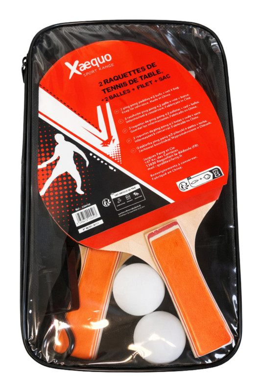 Set de tennis de table avec filet extensible Rouge et noir