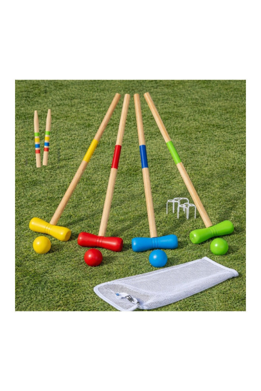 Jeu de croquet complet 4 joueurs multicolore