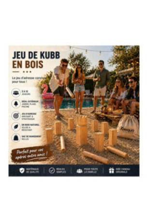 Jeu de Kubb 21 pièces Naturel