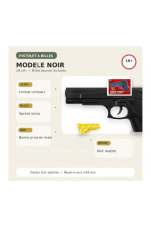 Pistolet à billes réplique ludique 19 cm