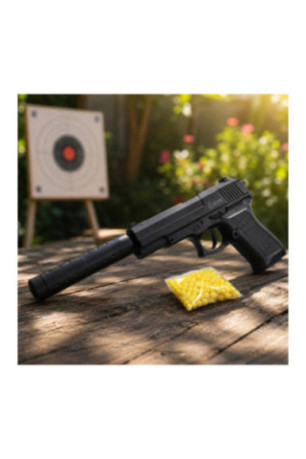 Pistolet à billes avec silencieux 18 cm