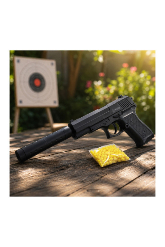 Pistolet à billes avec silencieux 18 cm