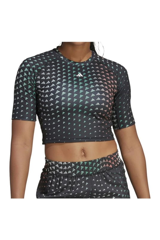 Top court imprimé multicolore manches courtes Adidas