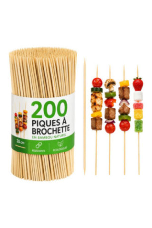 Piques à brochettes Bois naturel 20 cm