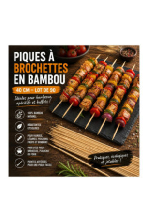 Set de 90 piques à brochettes Naturel 40 cm