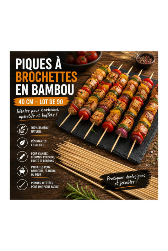Set de 90 piques à brochettes Naturel 40 cm
