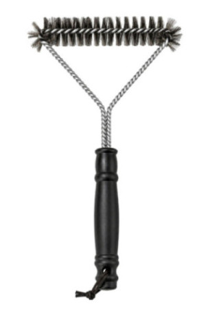 Brosse barbecue triangulaire noir et acier inoxydable 30 cm