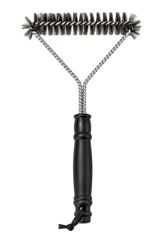 Brosse barbecue triangulaire noir et acier inoxydable 30 cm