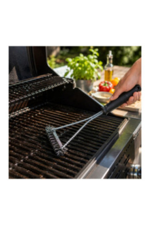 Brosse barbecue triangulaire noir et acier inoxydable 30 cm