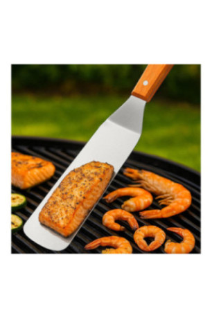Spatule à poisson et fruits de mer Inox et bois 35 cm