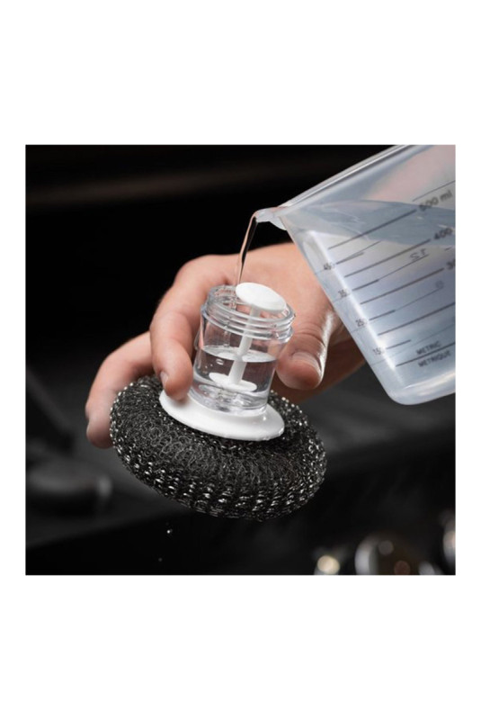 Éponge métallique avec distributeur de savon Argenté 8 x 8 cm