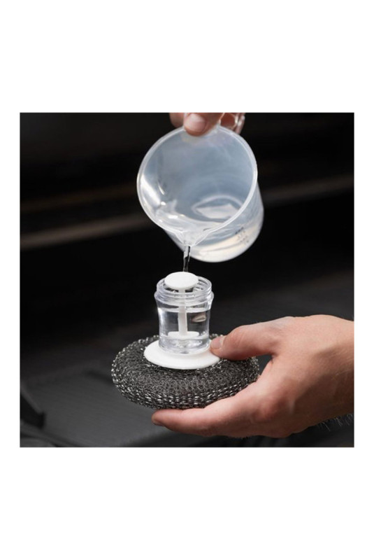 Éponge métallique avec distributeur de savon Argenté 8 x 8 cm
