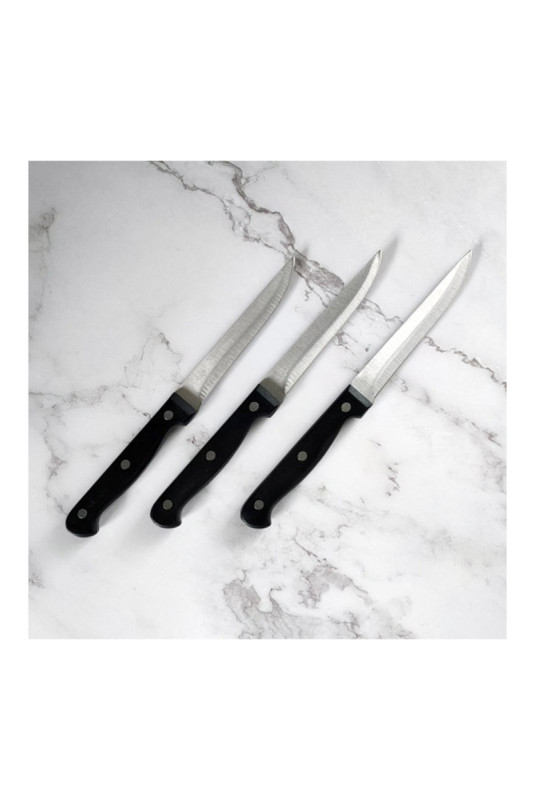 Lot de 3 couteaux à steak lame lisse 11 cm