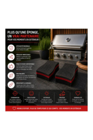 Set de 6 éponges barbecue double face 14.5 x 8 x 4 cm