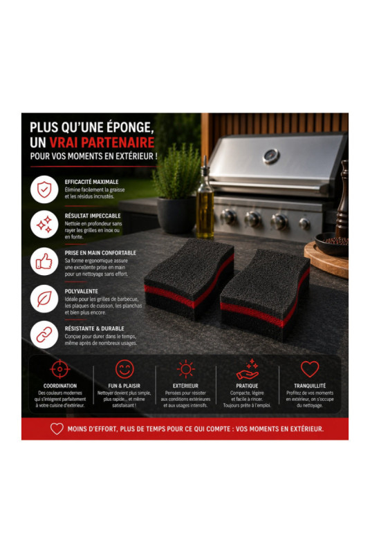 Set de 6 éponges barbecue double face 14.5 x 8 x 4 cm