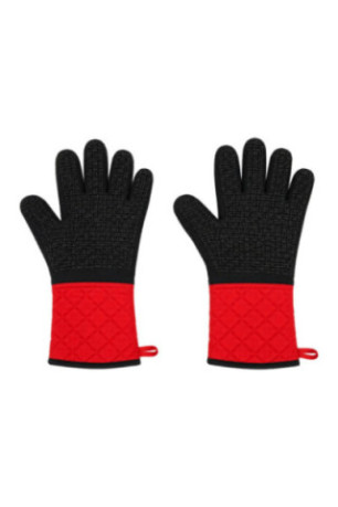 Set de 2 gants barbecue Noir et rouge Taille universelle