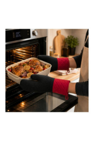 Set de 2 gants barbecue Noir et rouge Taille universelle
