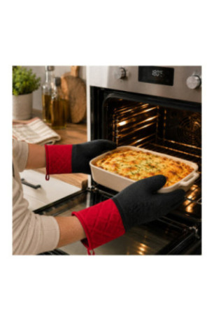 Set de 2 gants barbecue Noir et rouge Taille universelle