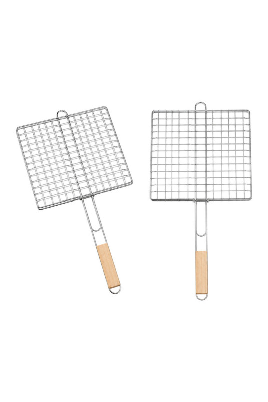 Lot de 2 doubles grilles de barbecue 25 x 25 cm