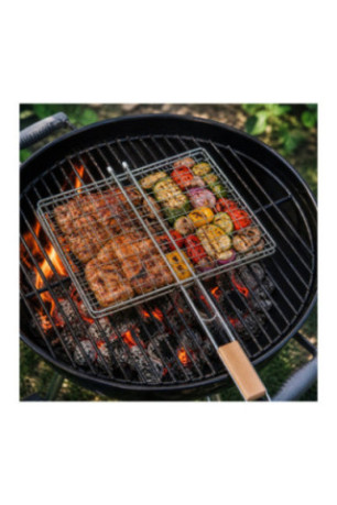 Lot de 2 doubles grilles de barbecue 25 x 25 cm