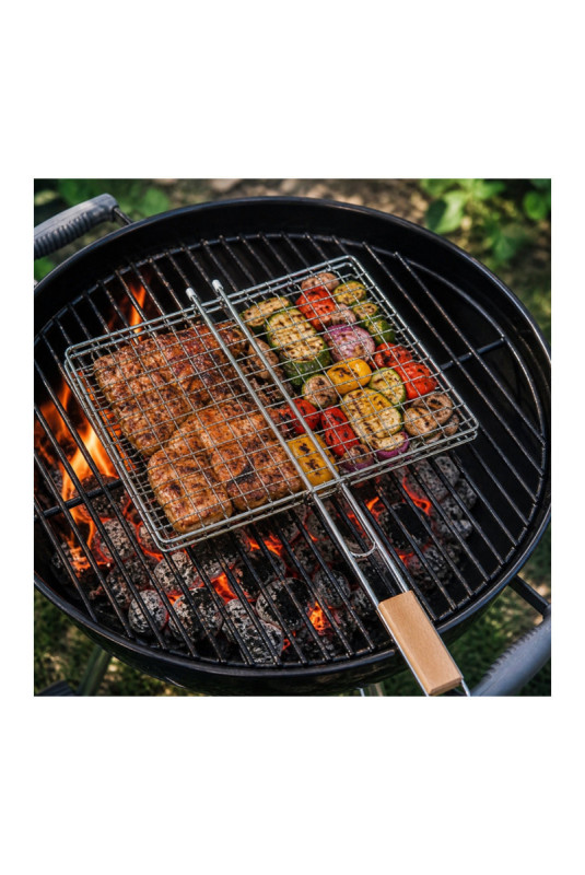 Lot de 2 doubles grilles de barbecue 25 x 25 cm