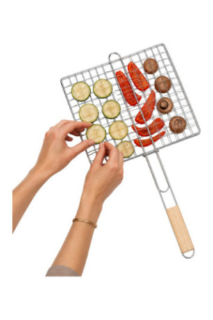 Lot de 2 doubles grilles de barbecue 25 x 25 cm