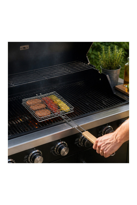 Lot de 2 doubles grilles de barbecue 25 x 25 cm