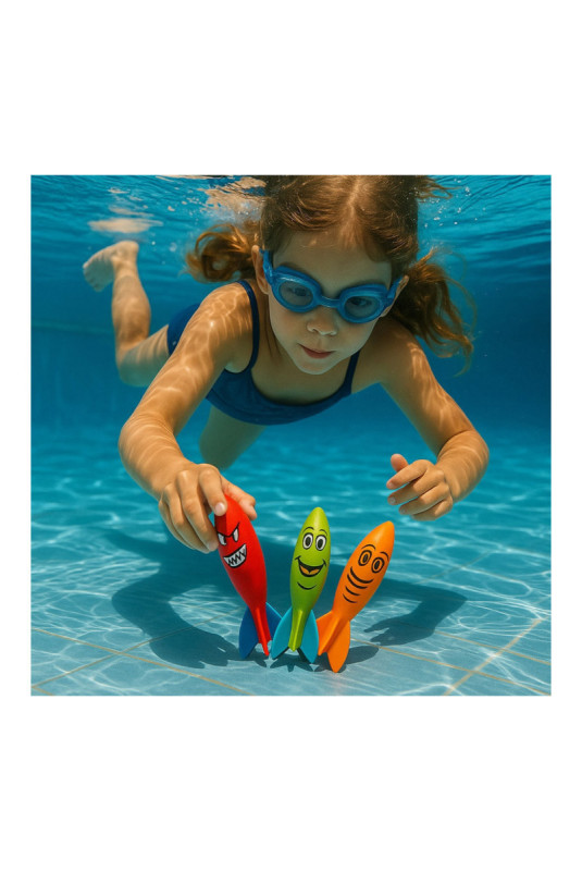 Set de 4 torpilles aquatiques multicolore 13 cm