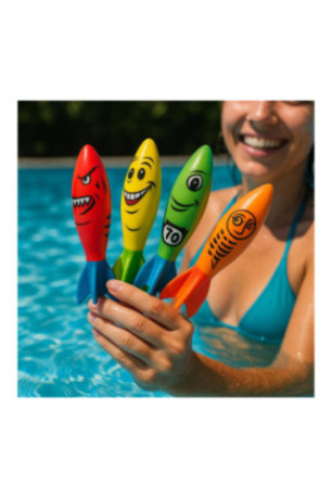 Set de 4 torpilles aquatiques multicolore 13 cm