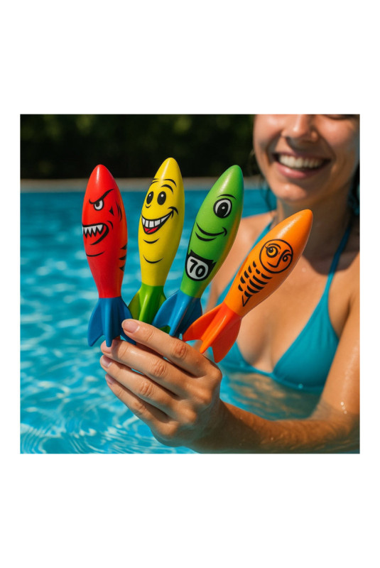 Set de 4 torpilles aquatiques multicolore 13 cm