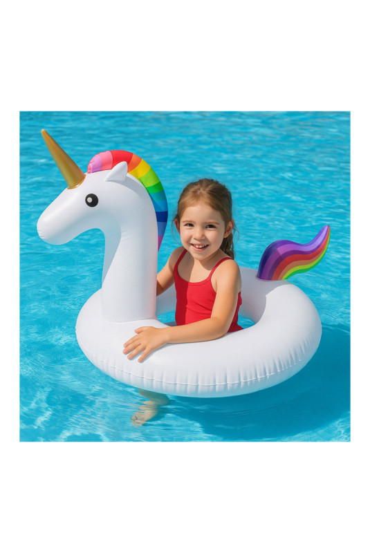 Bouée gonflable géante licorne multicolore 120 cm