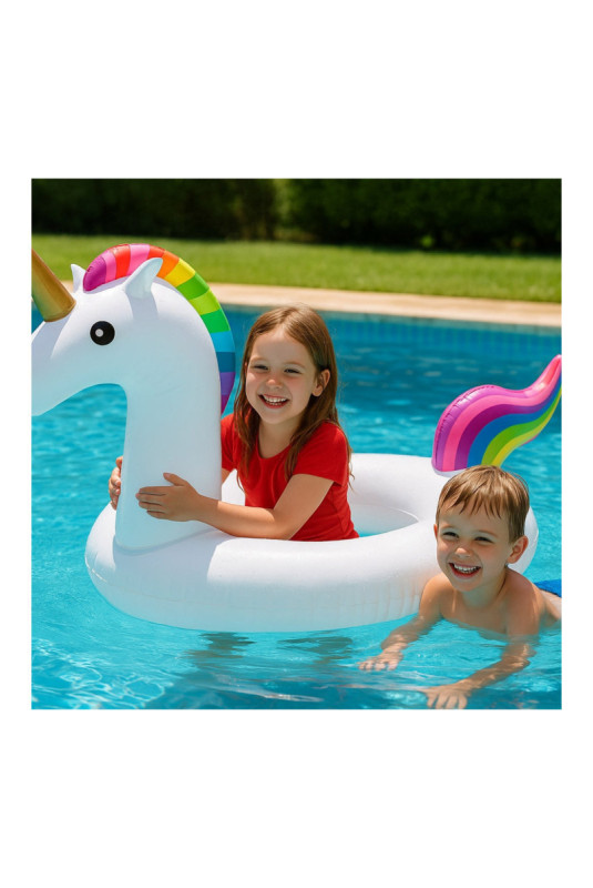 Bouée gonflable géante licorne multicolore 120 cm