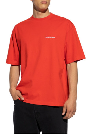 T-shirt Dos logo Rouge Balenciaga