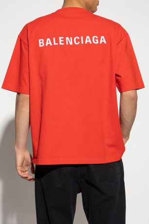 T-shirt Dos logo Rouge Balenciaga