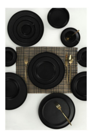 Service de table en céramique (20 pièces) - Noir mat