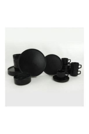 Service de table en céramique (20 pièces) - Noir mat