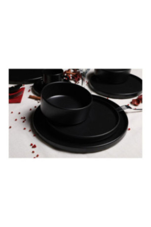 Service de table en céramique (20 pièces) - Noir mat