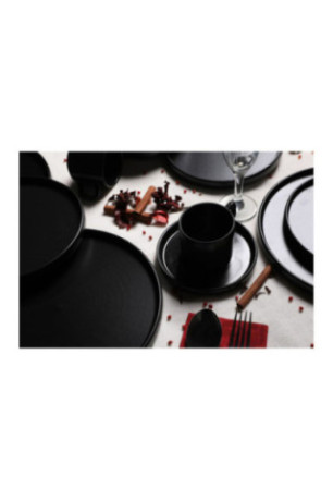 Service de table en céramique (20 pièces) - Noir mat