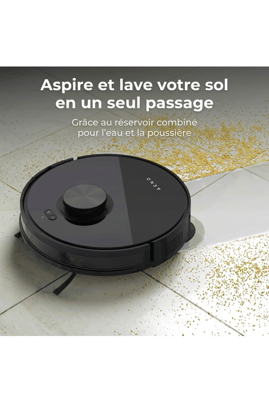 Robot aspirateur laveur avec collecteur de poussière Noir