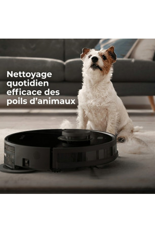 Robot aspirateur laveur avec collecteur de poussière Noir
